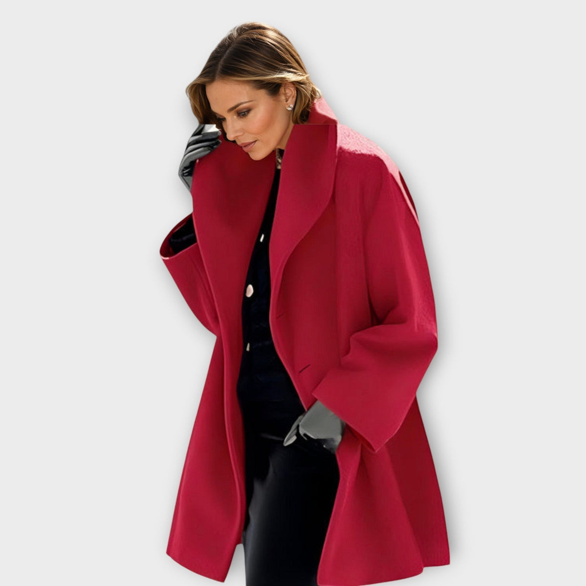 Cappotto Donna Antivento con Collo a Scialle - Rosso