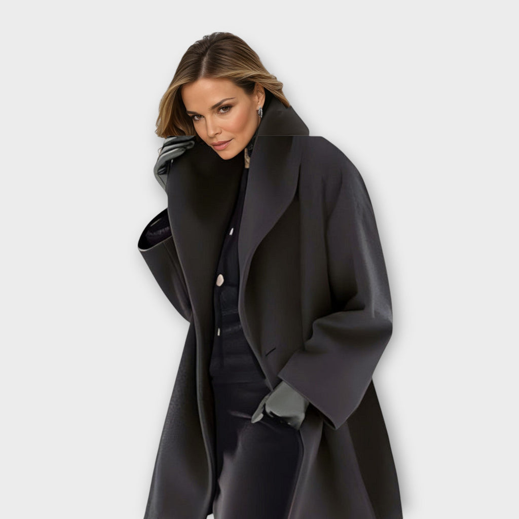 Cappotto Donna Antivento con Collo a Scialle - Nero