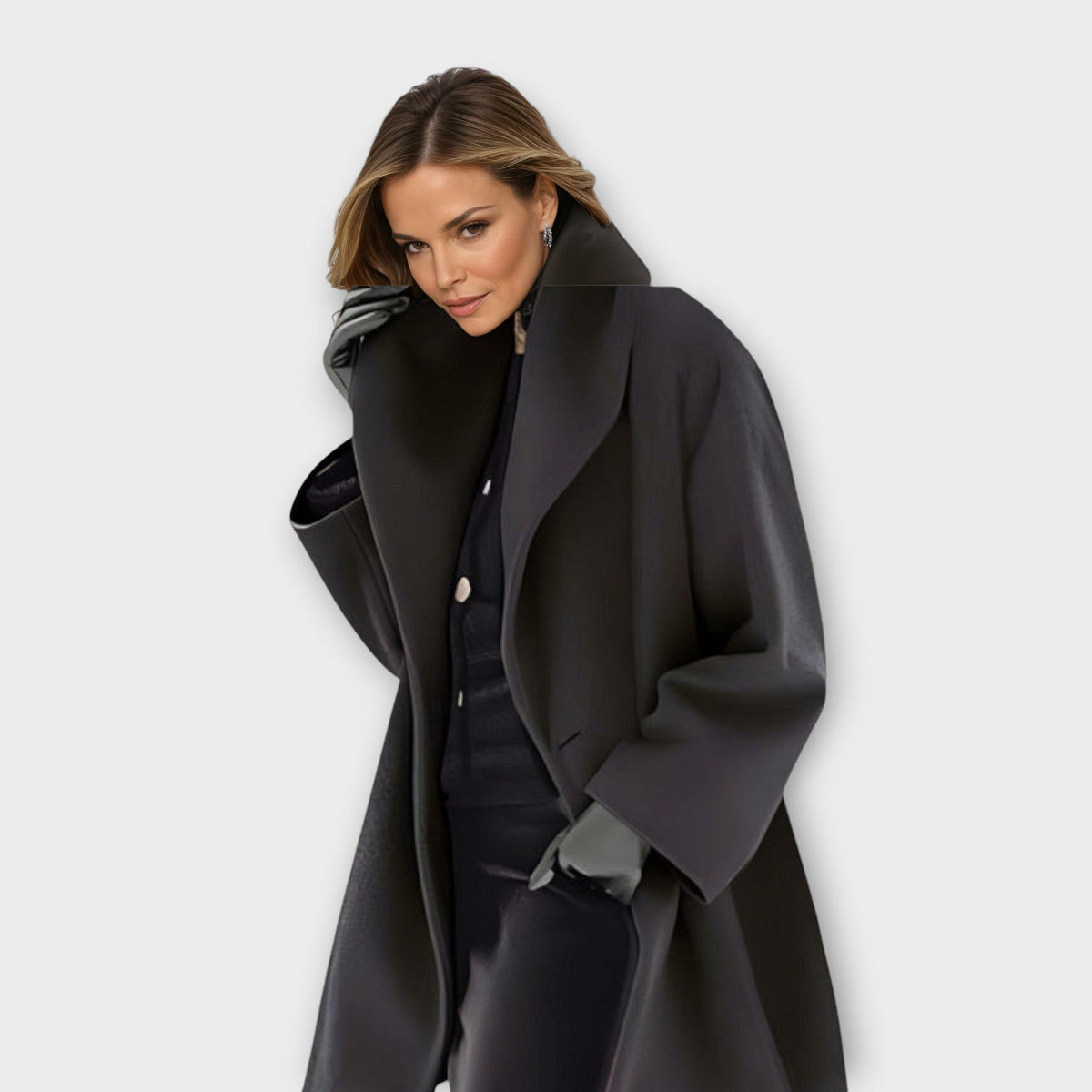 Cappotto Donna Antivento con Collo a Scialle - Nero