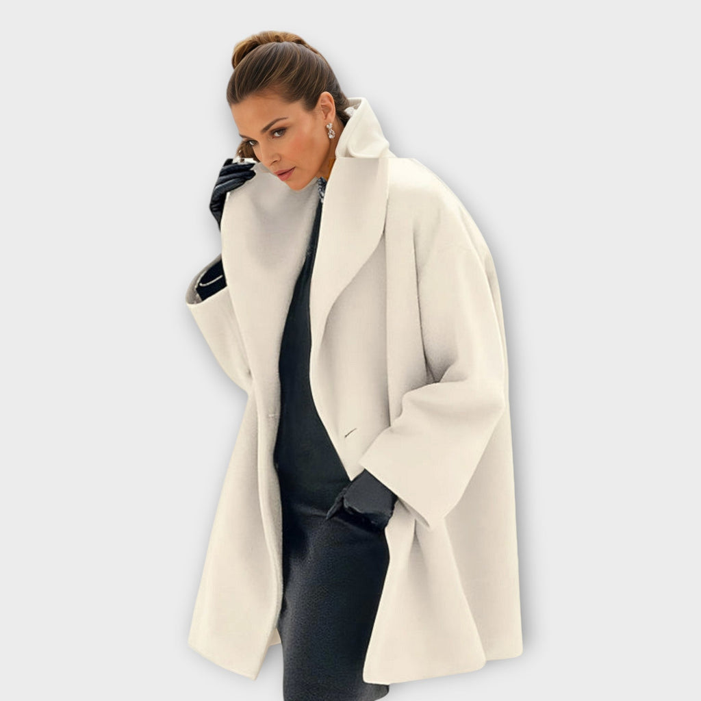 Cappotto Donna Antivento con Collo a Scialle - Bianco