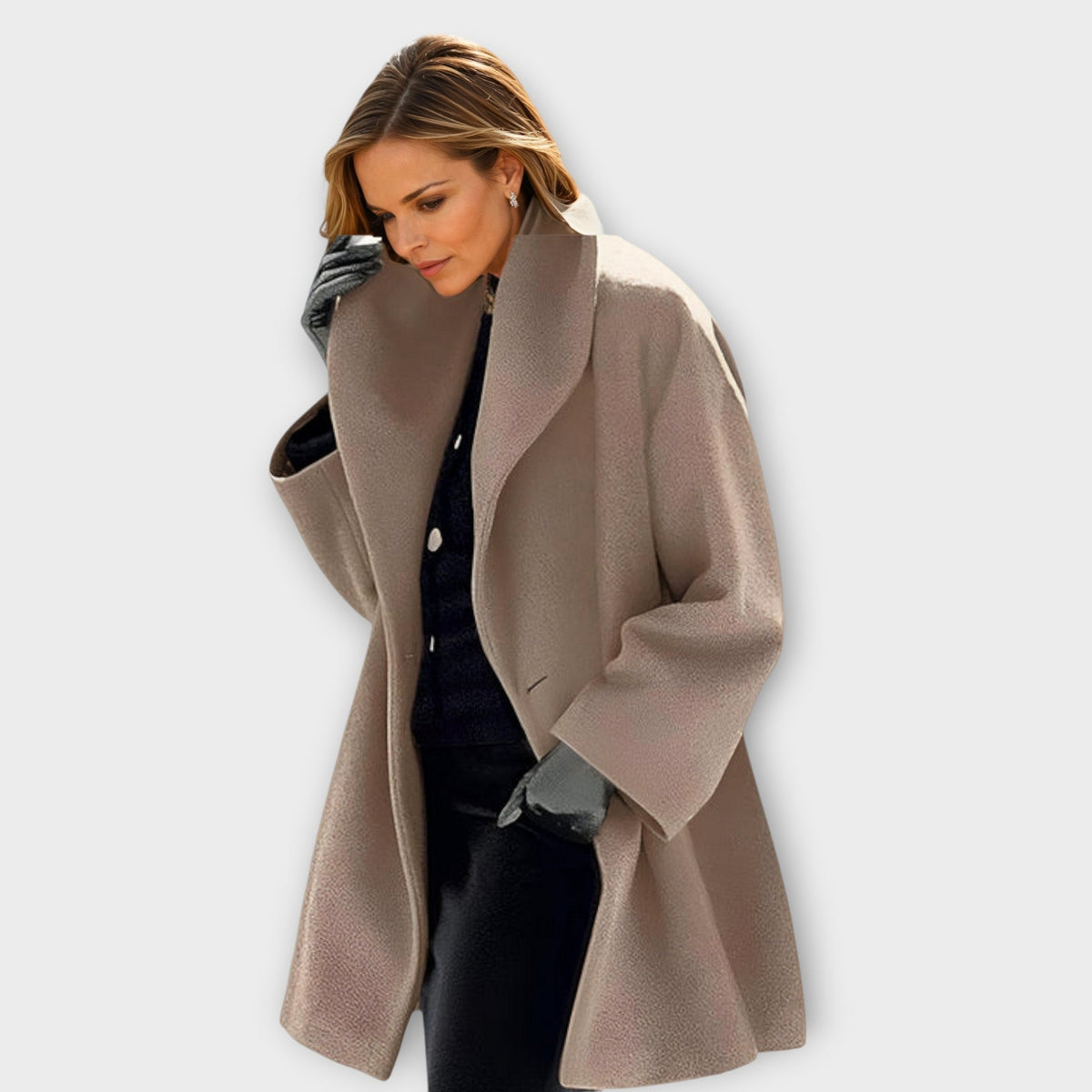 Cappotto Donna Antivento con Collo a Scialle - Cachi