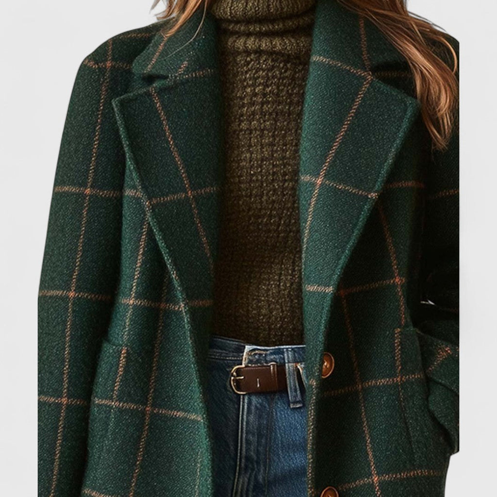 Cappotto Donna in Tweed a Quadri con Revers