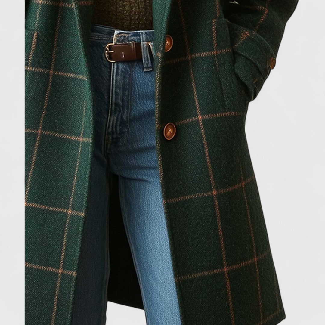 Cappotto Donna in Tweed a Quadri con Revers