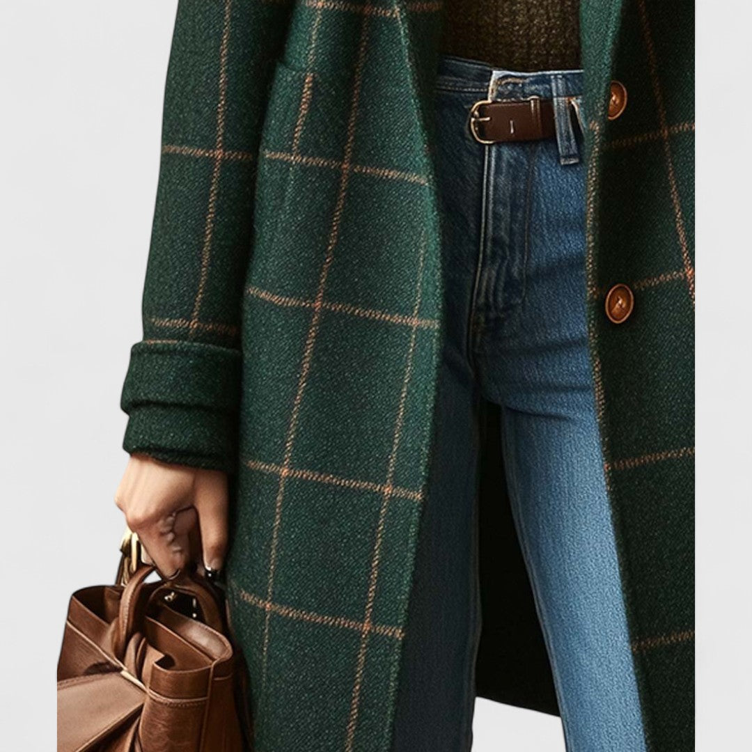 Cappotto Donna in Tweed a Quadri con Revers