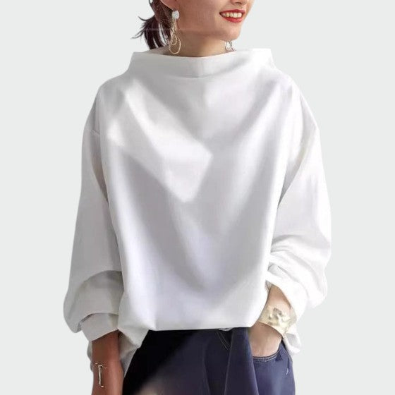 Top Casual Donna a Collo Alto - Bianco