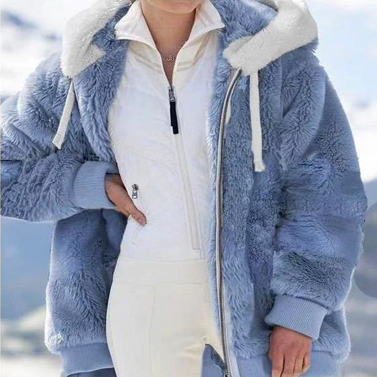 Giacca Invernale Donna con Cappuccio e Zip - Blu