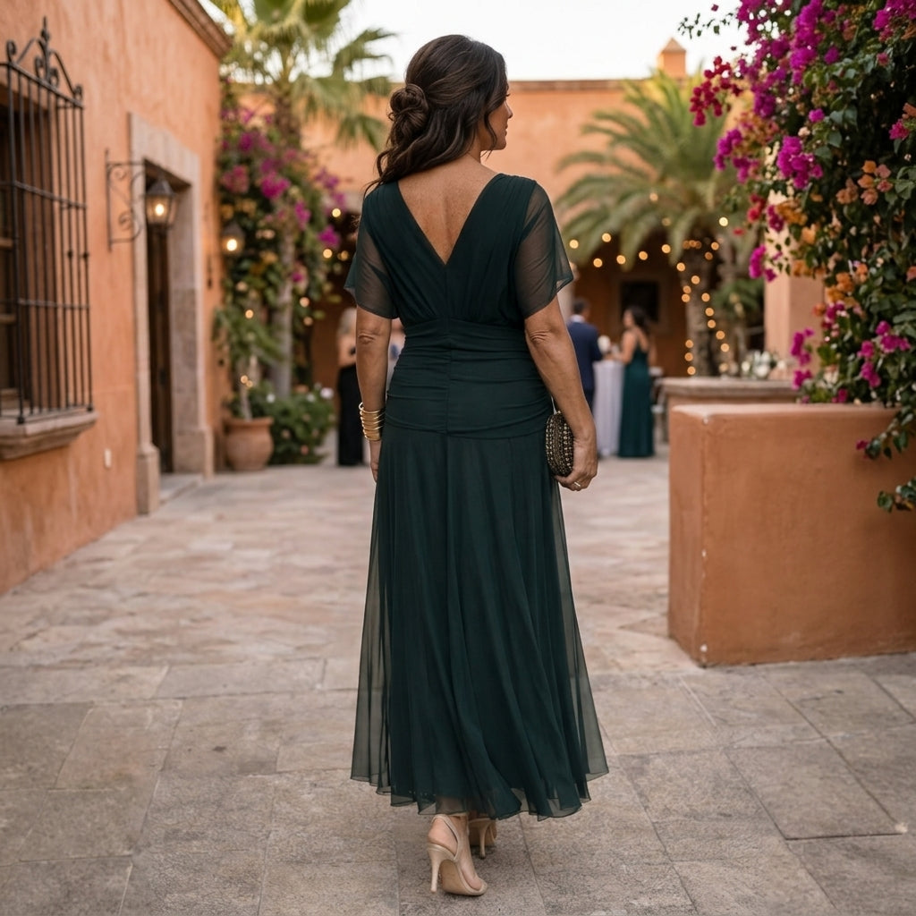 Abito Lungo da Donna in Chiffon con Spalle Scoperte