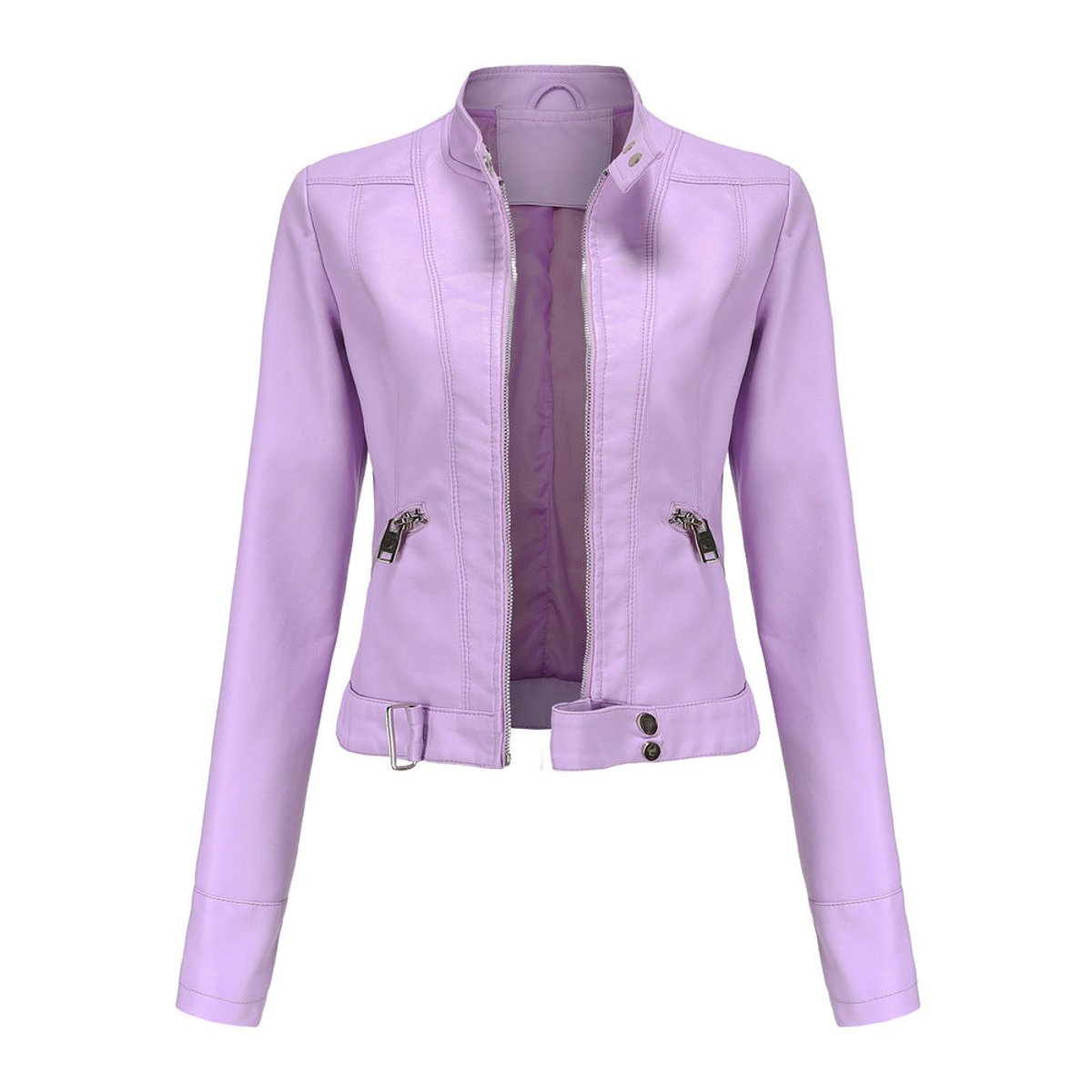 Giacca Biker Donna Corta in Ecopelle - Lilla