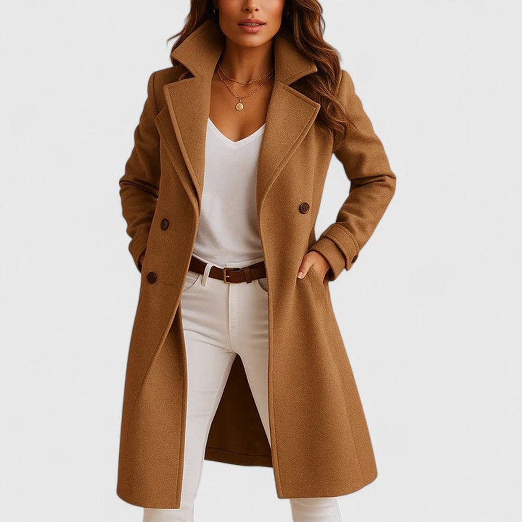 Cappotto Lungo Sartoriale Donna con Revers a Dente